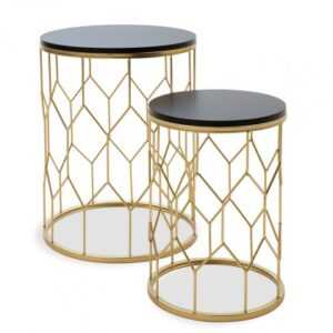 Konfereční stolek - dřevěný konferenční stolek golden - set 2 kusů (černá