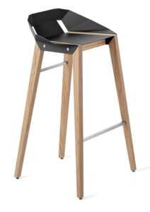 Černá hliníková barová židle Tabanda DIAGO 75 cm s dubovou podnoží