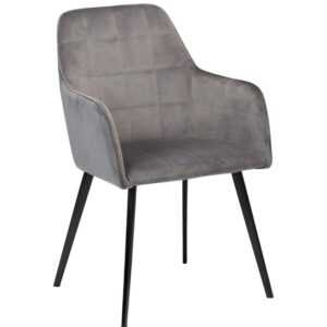 Dan-Form Ocelově šedá sametová jídelní židle DanForm Embrace s područkami