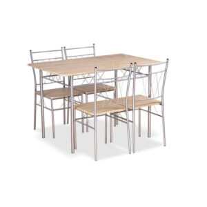 Jídelní set Faust - stůl + 4 židle (dub sonoma/stříbrná)