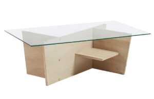 Kave Home Skleněný konferenční stolek LaForma Balwind s dubovou podnoží 110 x 60 cm