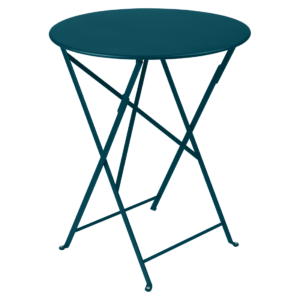 Modrý kovový skládací stůl Fermob Bistro Ø 60 cm