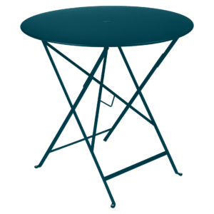 Modrý kovový skládací stůl Fermob Bistro Ø 77 cm