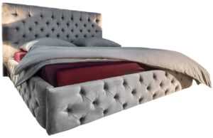 Moebel Living Stříbrno šedá sametová postel Vivian 160 x 200 cm