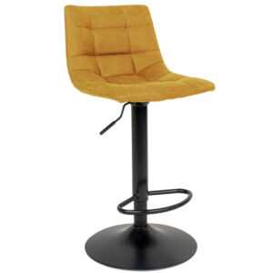 Nordic Living Žlutá sametová barová židle Nellie 63-83 cm