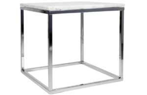 Porto Deco Bílý mramorový konferenční stolek Xanti s chromovou podnoží 50 x 50 cm
