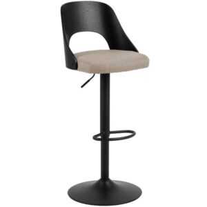 Scandi Béžová kovová barová židle s šedým sedákem Marianne 62-84 cm