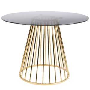 White Label Skleněný jídelní stůl WLL Floris se zlatou podnoží 104 cm