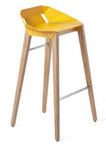 Žlutá hliníková barová židle Tabanda DIAGO 75 cm s dubovou podnoží